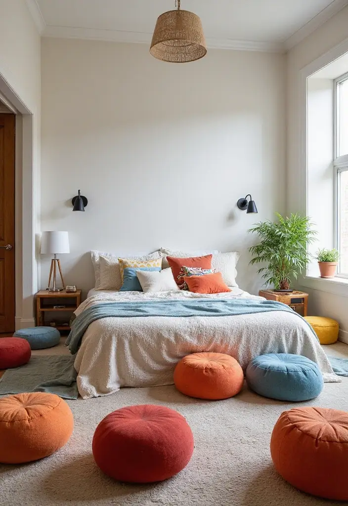 26 Bedroom Chair Ideas for Small Spaces That Save Space in Style 25. Cozy Poufs