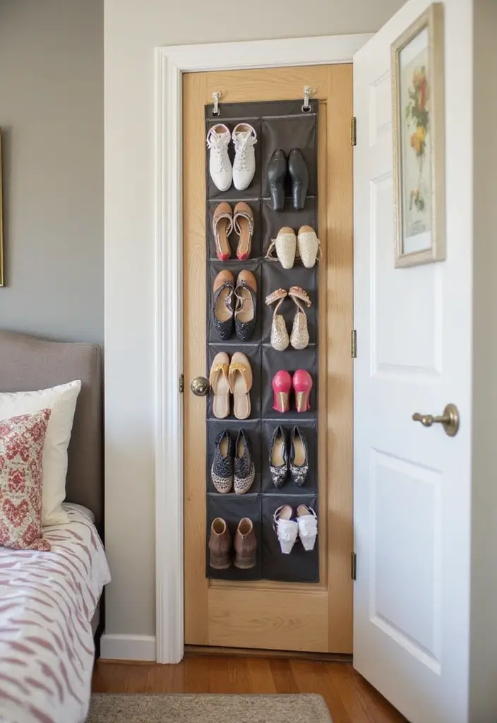 26 Bedroom Small Space Ideas That Feel Airy Organized 17. Utilize Door Space