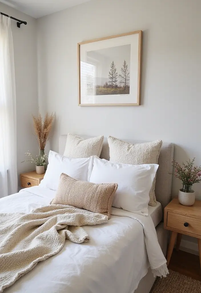 26 Bedroom Small Space Ideas That Feel Airy Organized 21. Use Seasonal Decor