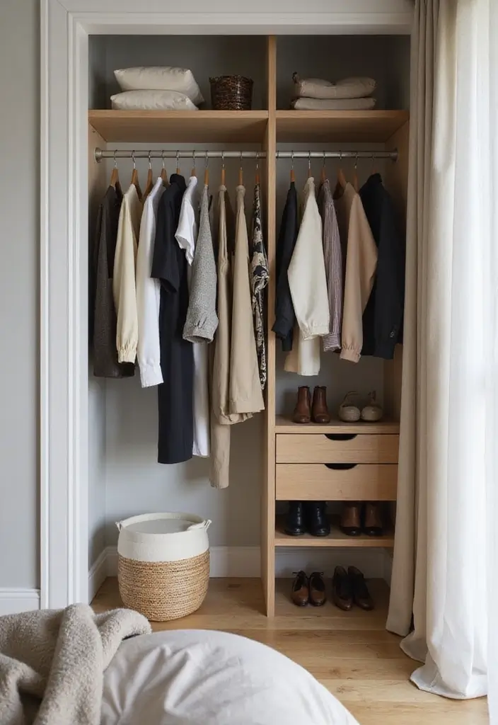 26 Bedroom Small Space Ideas That Feel Airy Organized 25. Maintain a Minimalist Closet
