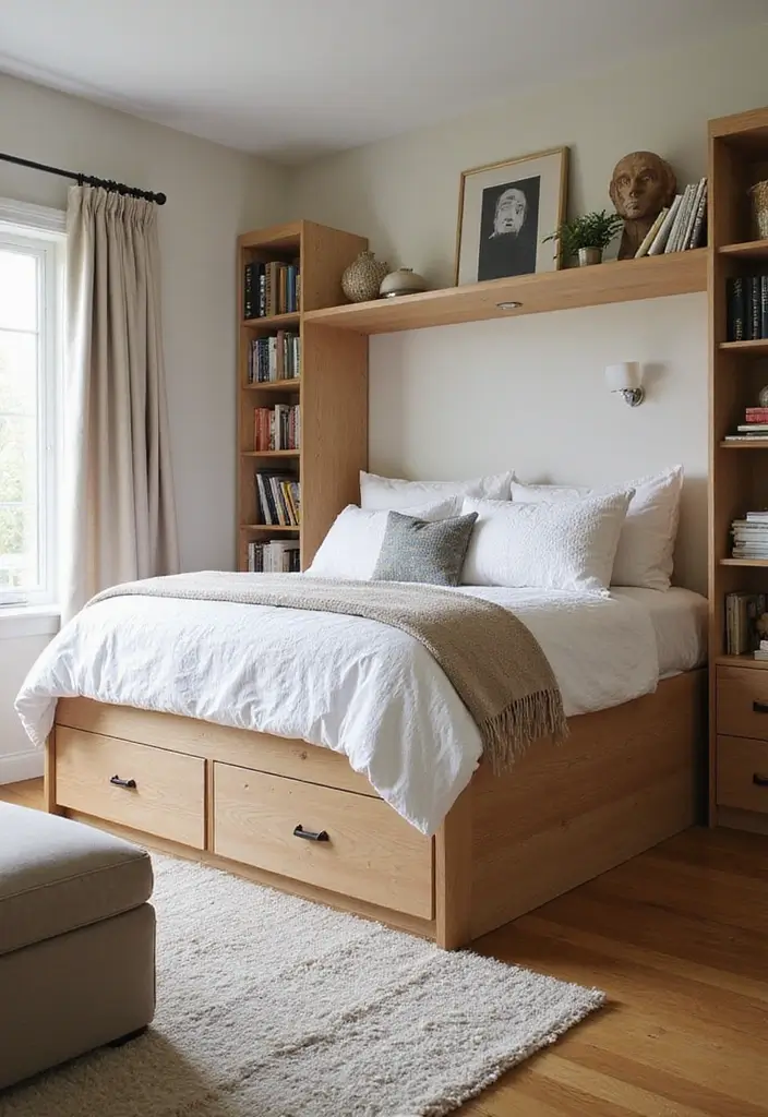 26 Bedroom Small Space Ideas That Feel Airy Organized 5. Go for Multi Functional Pieces