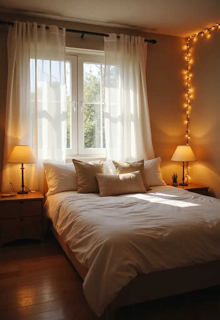 26 Bedroom Small Space Ideas That Feel Airy Organized 6. Light it Right