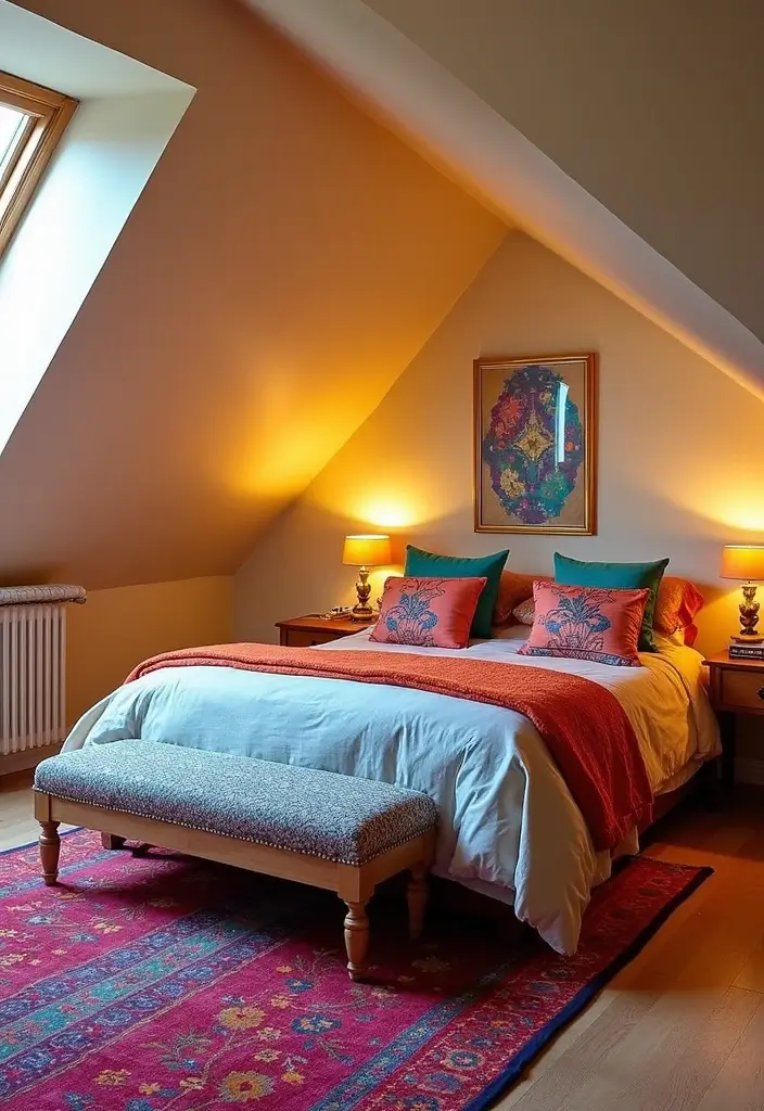 27 Attic Bedroom Ideas Master Suite That Feel Private Luxurious 16. Colorful Accents