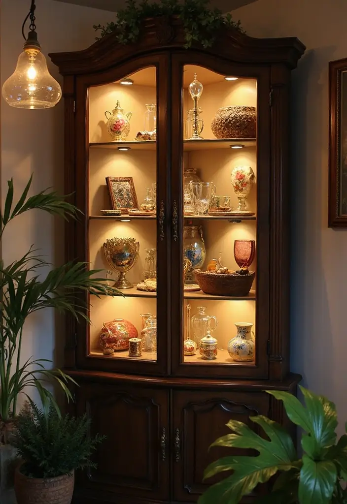 28 Corner Shelf Ideas Bedroom That Are Functional and Pretty 11. Corner Display Cabinet