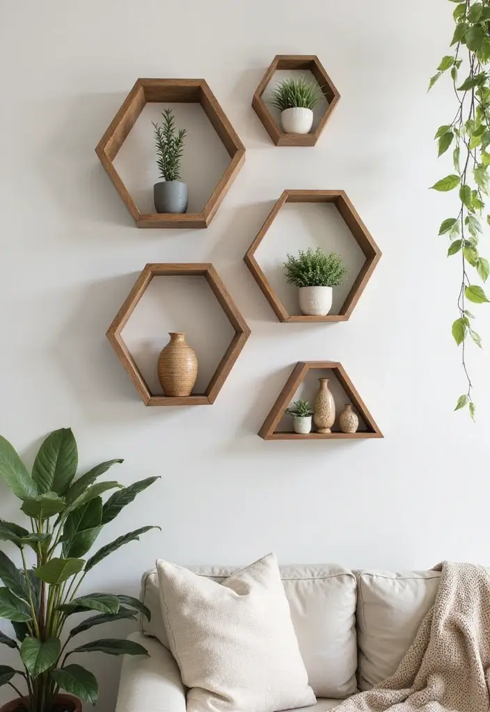 28 Corner Shelf Ideas Bedroom That Are Functional and Pretty 5. Geometric Corner Shelves