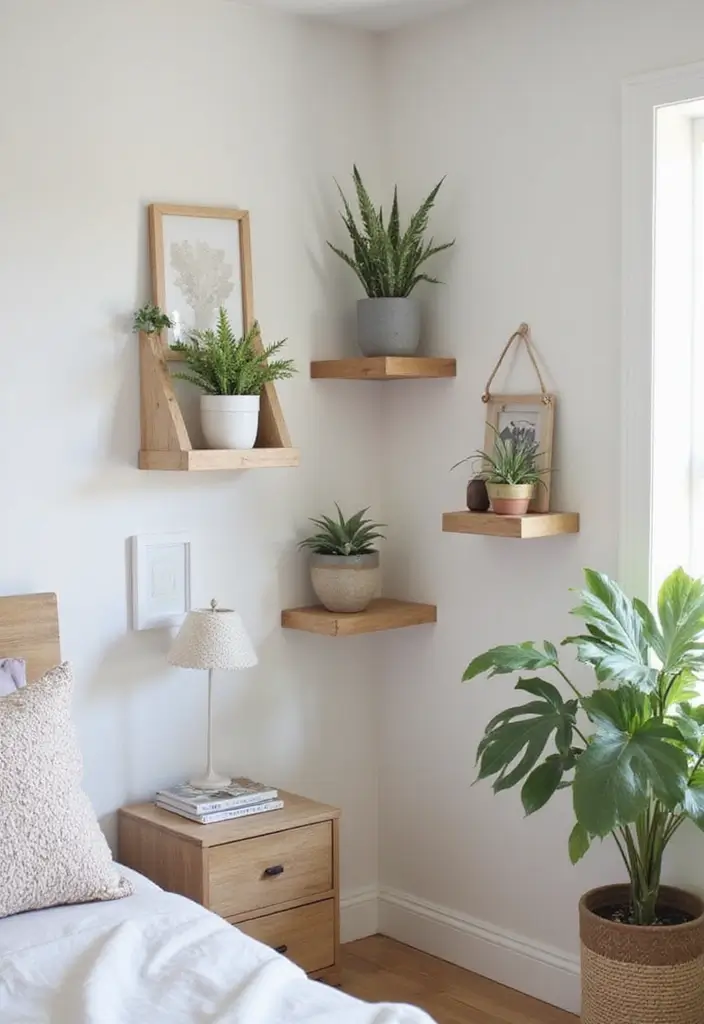28 Corner Shelf Ideas Bedroom That Are Functional and Pretty 7. Minimalist Floating Cubes