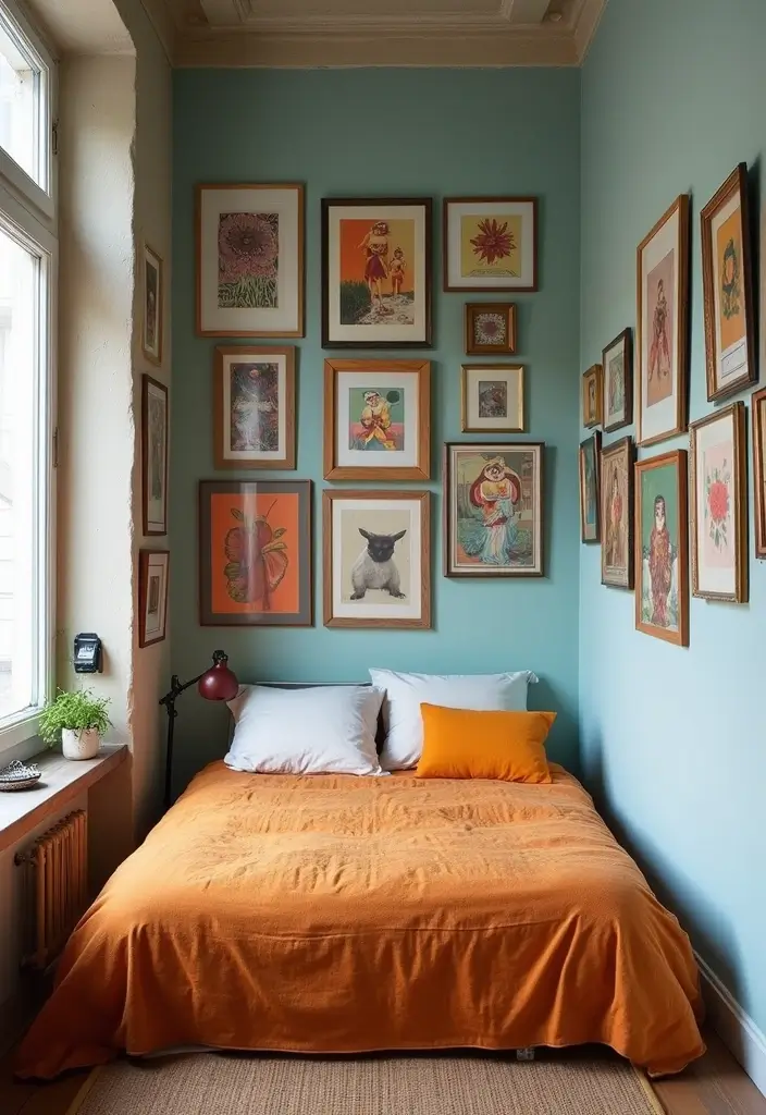 28 Long Narrow Bedroom Ideas That Fix Tricky Layouts 14. Create a Gallery Wall for Character