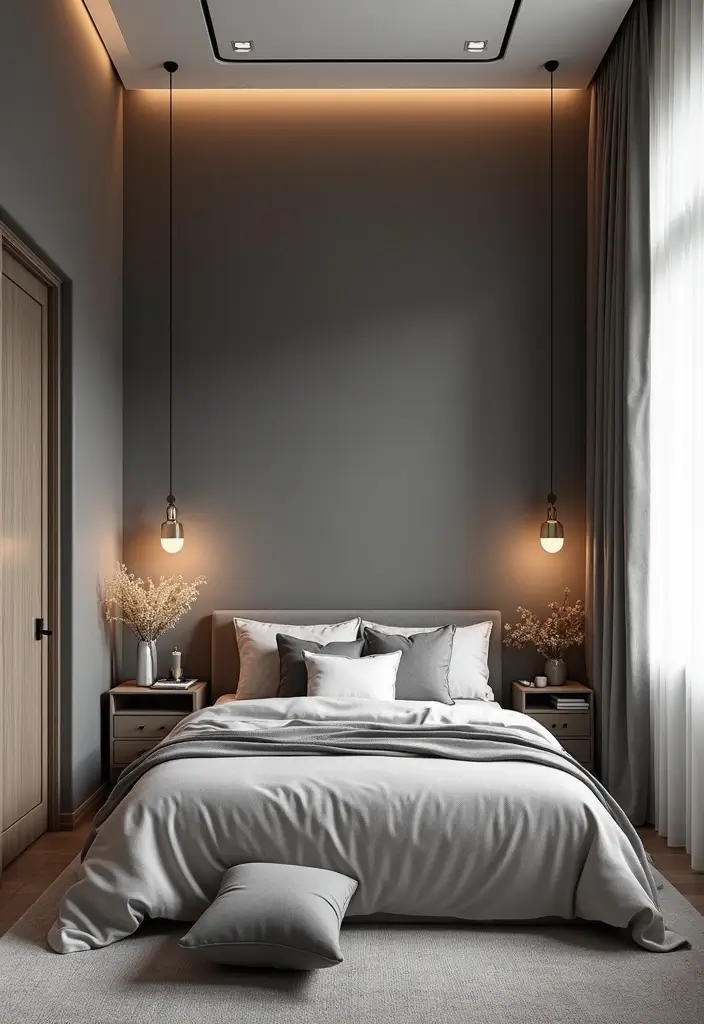 28 Long Narrow Bedroom Ideas That Fix Tricky Layouts 17. Go Monochrome for a Cohesive Look