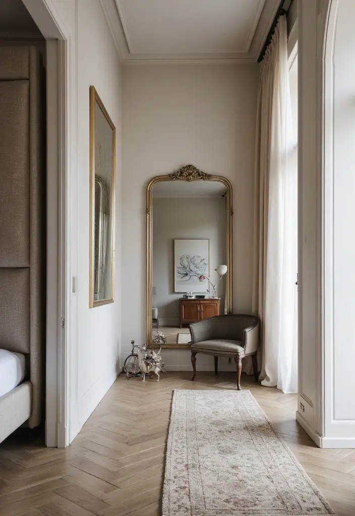 28 Long Narrow Bedroom Ideas That Fix Tricky Layouts 3. Strategically Place Mirrors for Depth