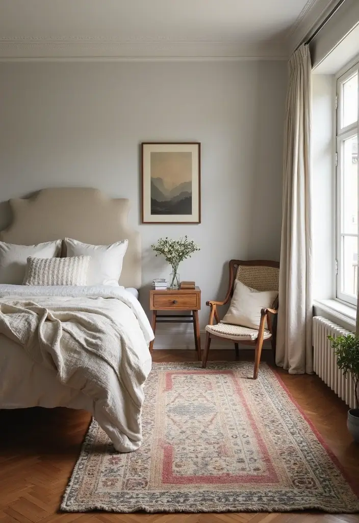 28 Long Narrow Bedroom Ideas That Fix Tricky Layouts 9. Create Zones with Area Rugs