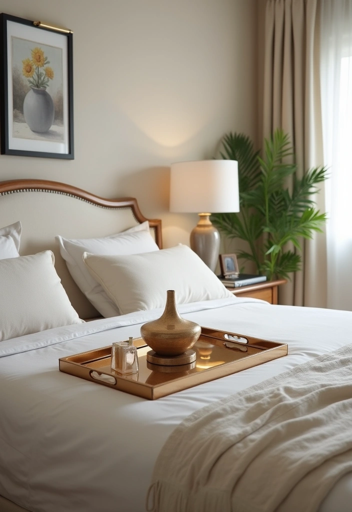 28 Small Bedroom Mirror Ideas That Make Rooms Look Bigger 13. Mirrored Trays