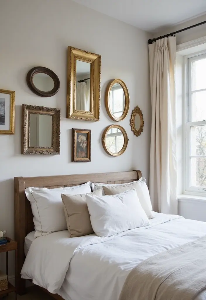 28 Small Bedroom Mirror Ideas That Make Rooms Look Bigger 26. Mirrored Artwork Displays