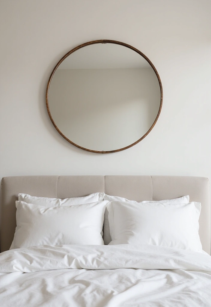 28 Small Bedroom Mirror Ideas That Make Rooms Look Bigger 3. Round Mirrors for Softness
