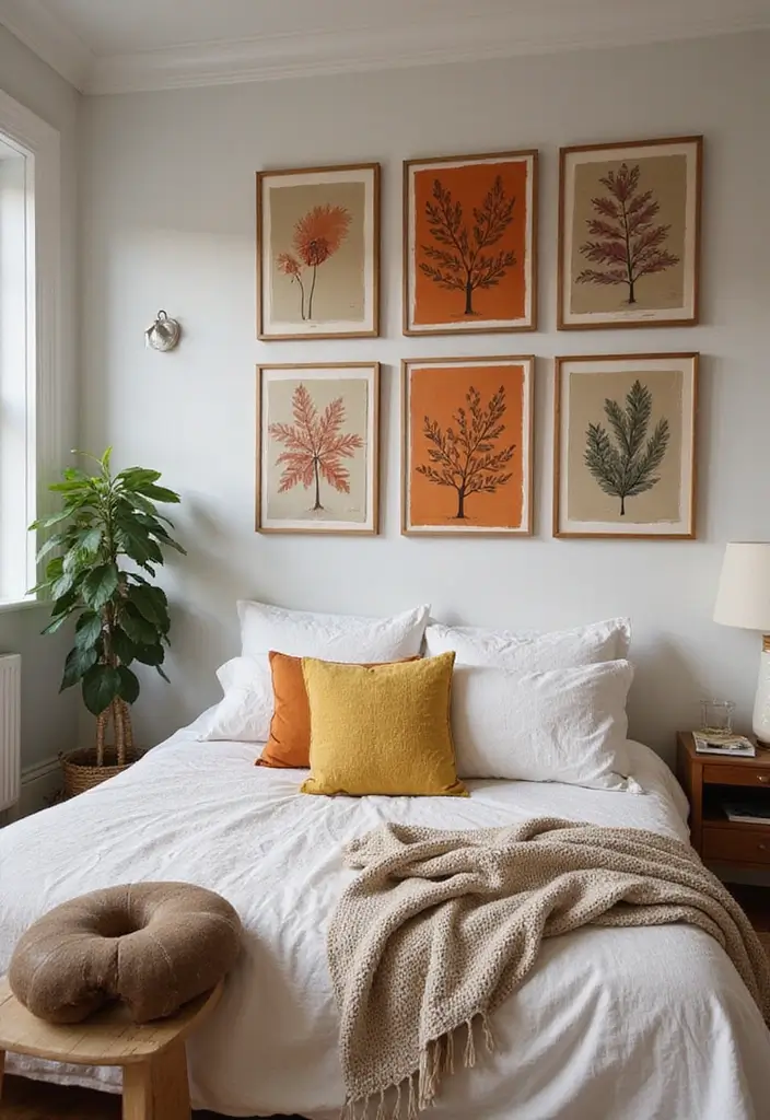 29 Earth Tone Bedroom Ideas That Feel Warm Calm Natural 25. Crafting a Gallery Wall with Earthy Tones