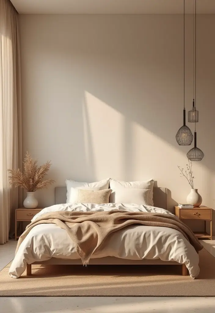 29 Earth Tone Bedroom Ideas That Feel Warm Calm Natural 6. Minimalist Design with Earthy Elements