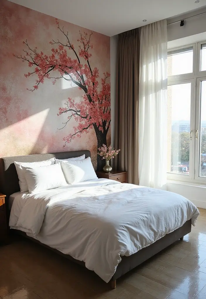 29 Small Bedroom Window Ideas That Brighten Tiny Spaces 10. Murals and Wall Art for Reflection