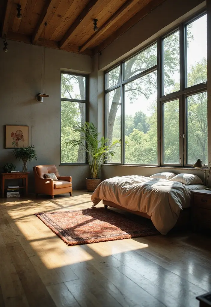 29 Small Bedroom Window Ideas That Brighten Tiny Spaces 21. Ceiling to Floor Windows for Drama