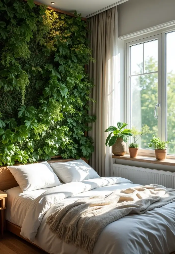 29 Small Bedroom Window Ideas That Brighten Tiny Spaces 27. Vertical Garden Walls by Windows