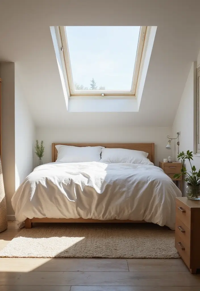 29 Small Bedroom Window Ideas That Brighten Tiny Spaces 5. Skylights for Extra Sunshine