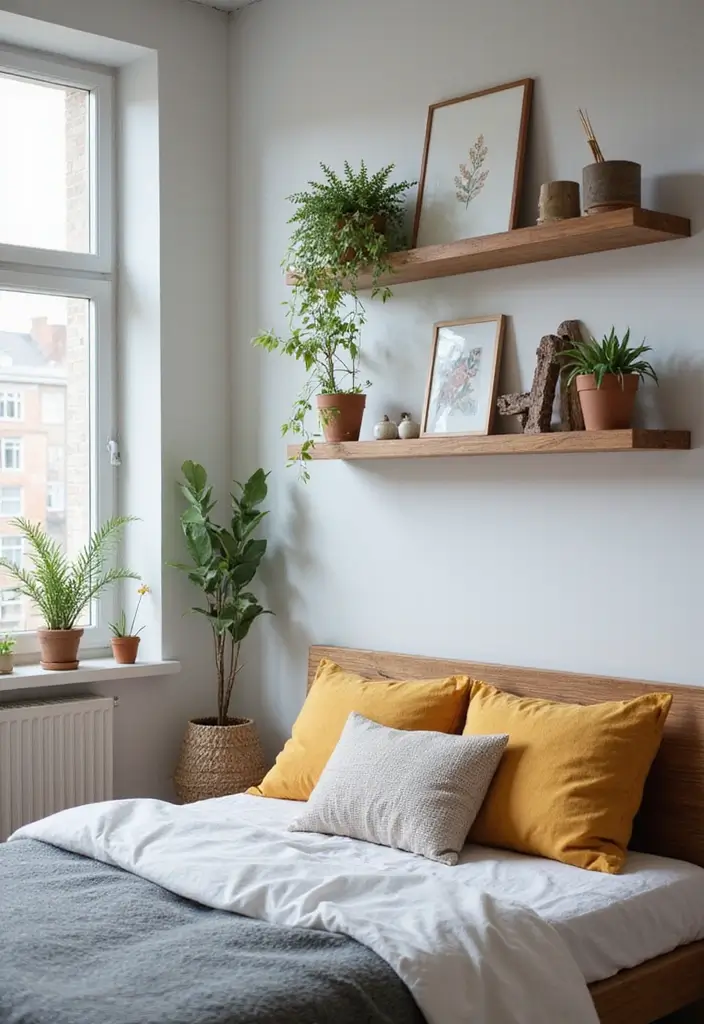 29 Small Bedroom Window Ideas That Brighten Tiny Spaces 6. Floating Shelves to Maximize Space