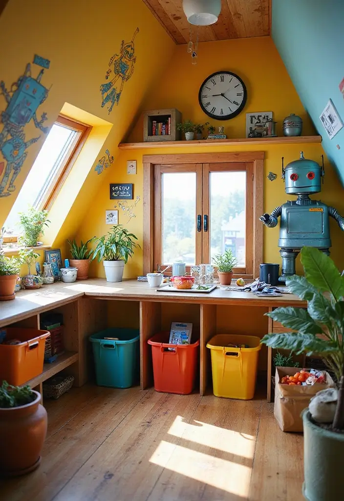 30 Attic Bedroom Ideas for Kids That Feel Magical and Fun 15. Robot Workshop