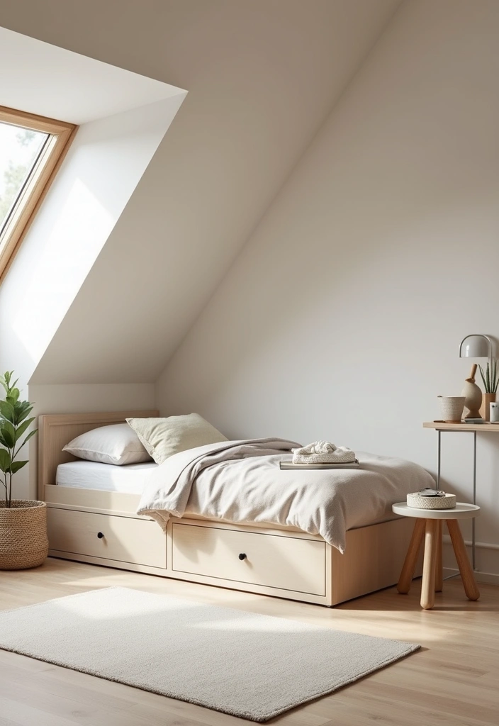 30 Attic Bedroom Ideas for Kids That Feel Magical and Fun 16. Minimalist Sanctuary