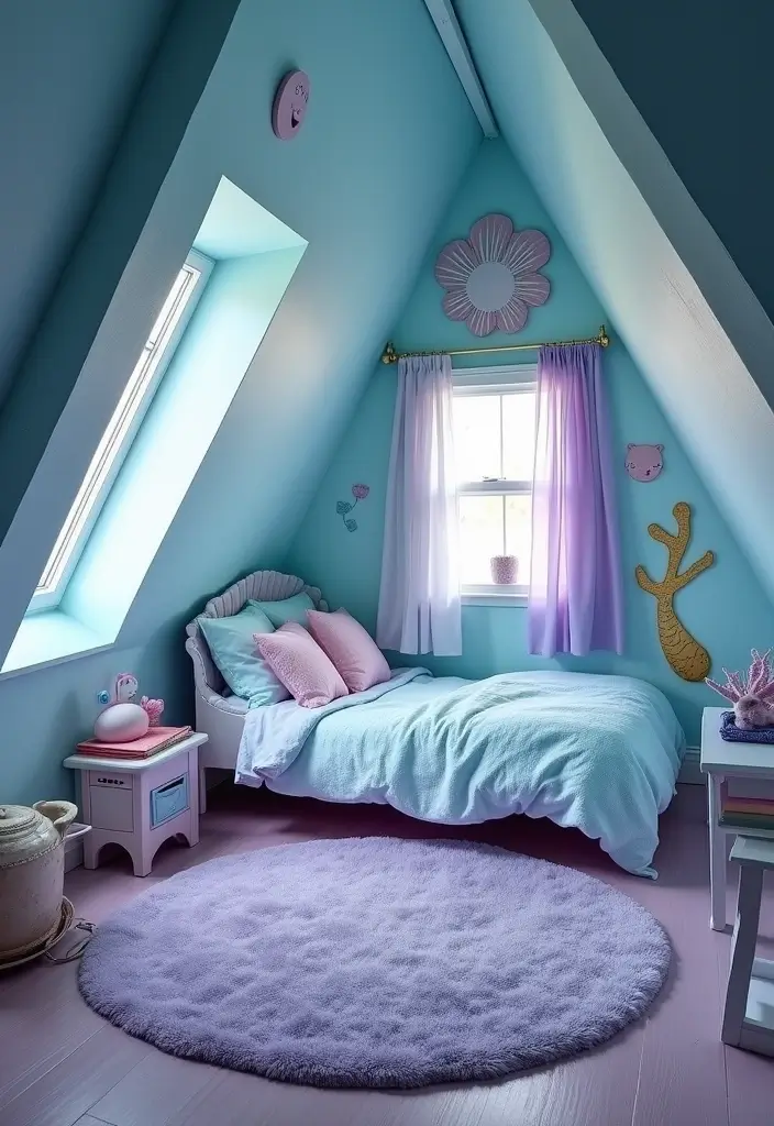 30 Attic Bedroom Ideas for Kids That Feel Magical and Fun 19. Magical Mermaid Cove