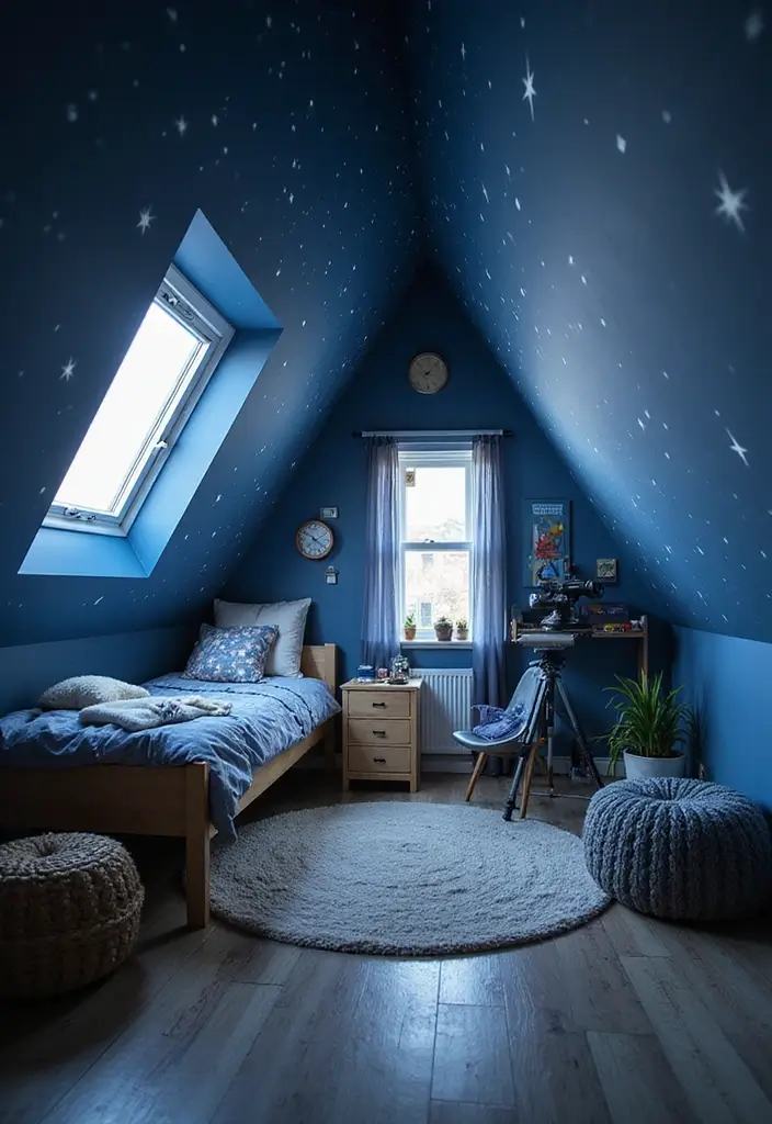 30 Attic Bedroom Ideas for Kids That Feel Magical and Fun 2. Space Explorer