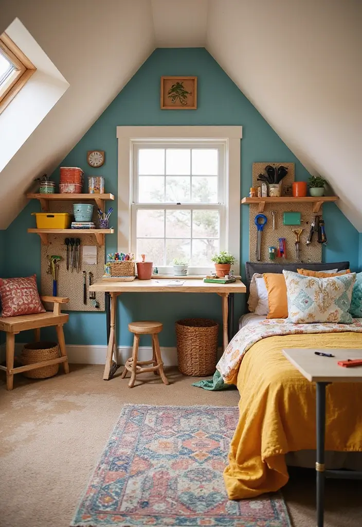 30 Attic Bedroom Ideas for Kids That Feel Magical and Fun 20. DIY Workshop