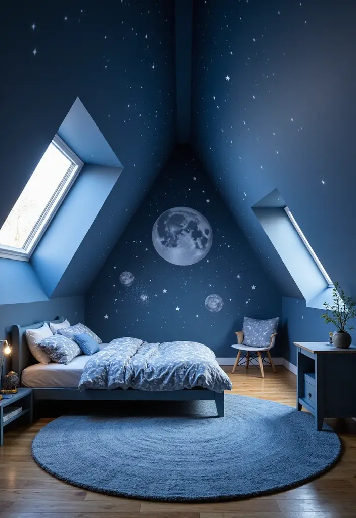 30 Attic Bedroom Ideas for Kids That Feel Magical and Fun 21. Celestial Wonderland
