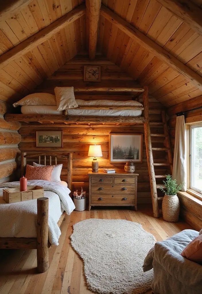 30 Attic Bedroom Ideas for Kids That Feel Magical and Fun 22. Cozy Cabin Retreat