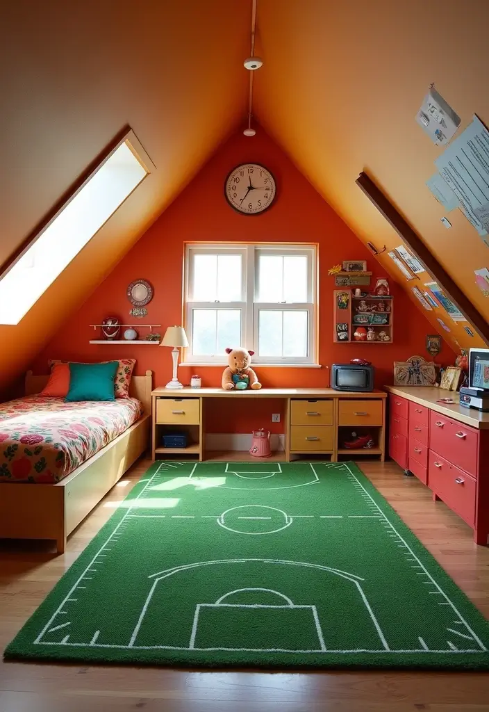 30 Attic Bedroom Ideas for Kids That Feel Magical and Fun 25. Fantasy Sports Arena