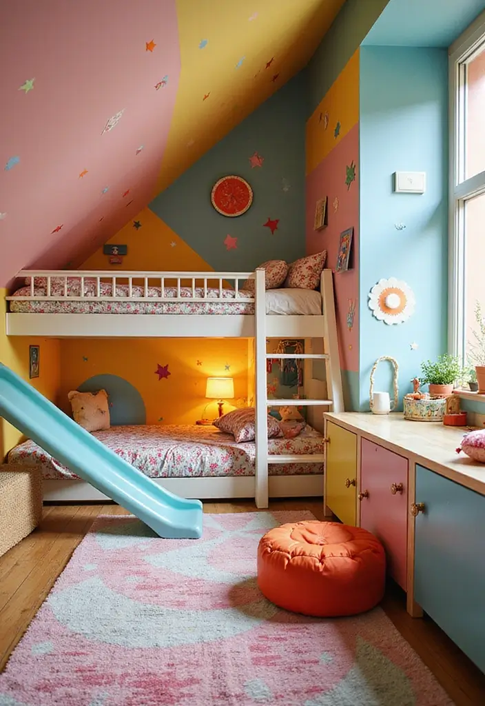 30 Attic Bedroom Ideas for Kids That Feel Magical and Fun 4. Colorful Playhouse