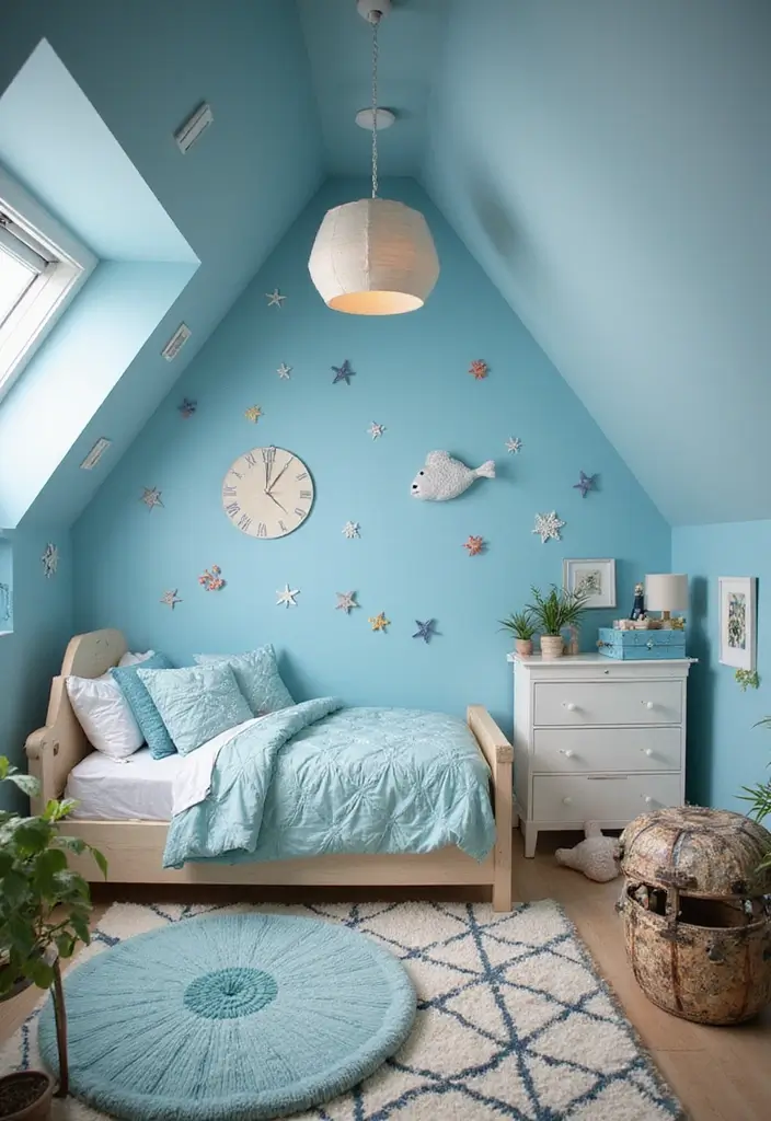 30 Attic Bedroom Ideas for Kids That Feel Magical and Fun 6. Underwater Adventure