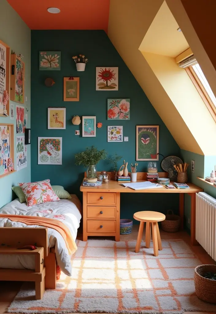 30 Attic Bedroom Ideas for Kids That Feel Magical and Fun 7. Artistic Haven