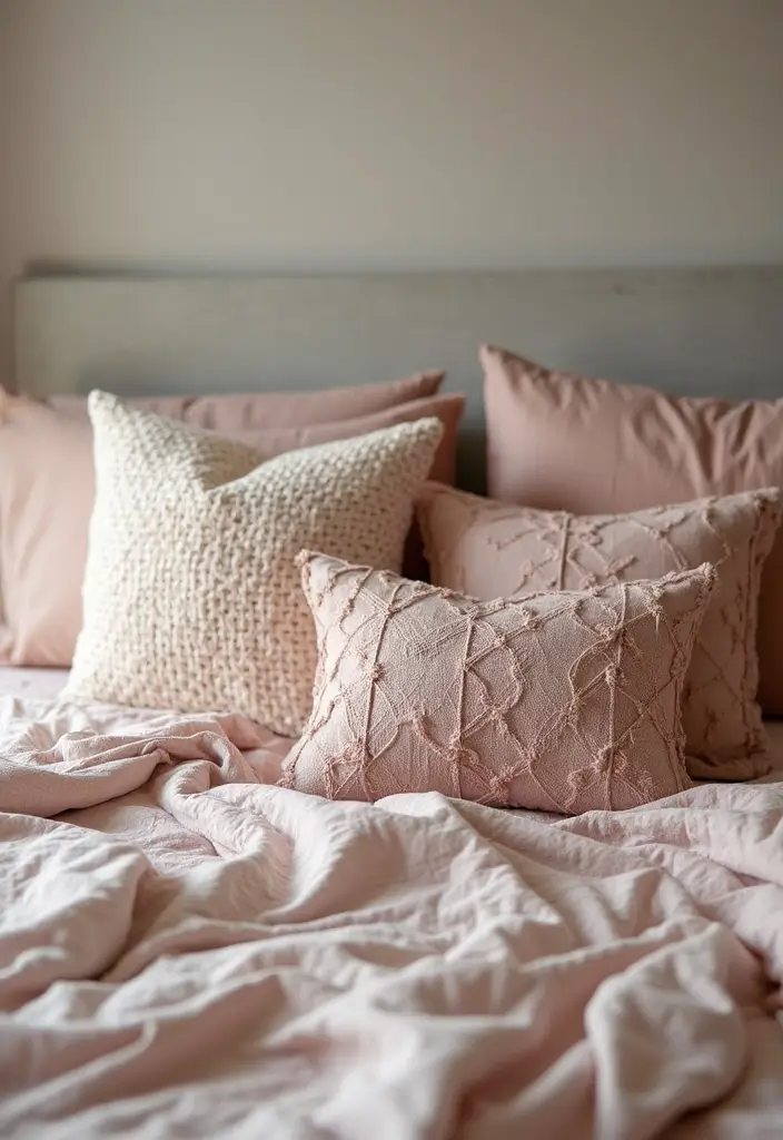 30 Bedroom Decor Ideas for Couples That Spark Instant Romance 22. Romantic Throw Pillows