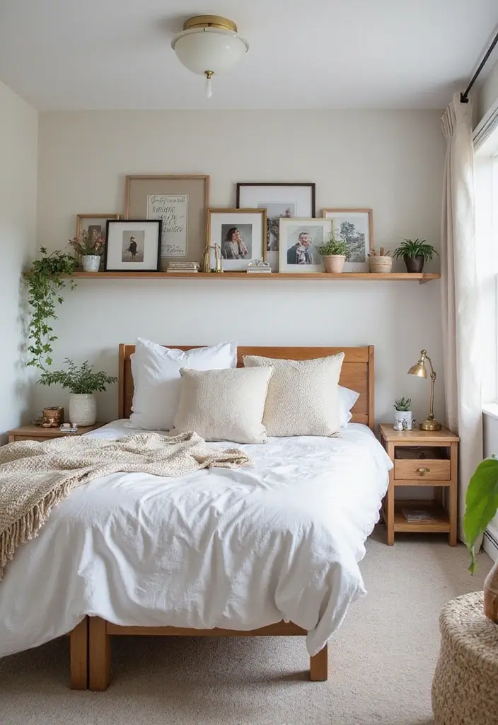 30 Bedroom Decor Ideas for Couples That Spark Instant Romance 9. Dedicated Photo Ledge