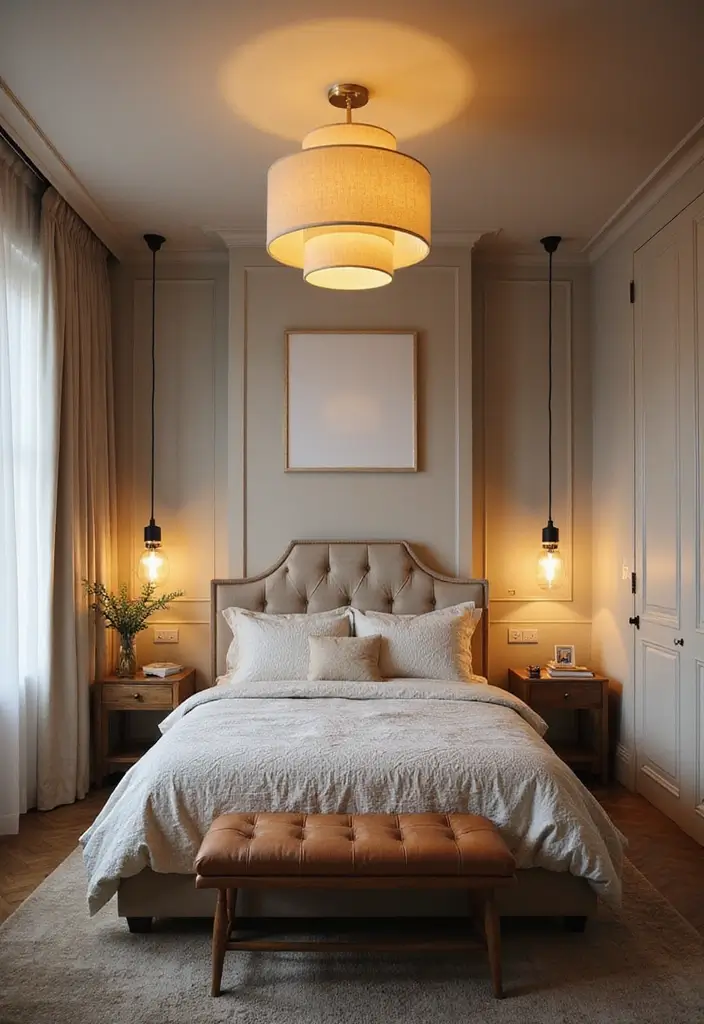 30 Bedroom Set Up Ideas That Make Small Rooms Feel Big 10. Statement Lighting Fixtures