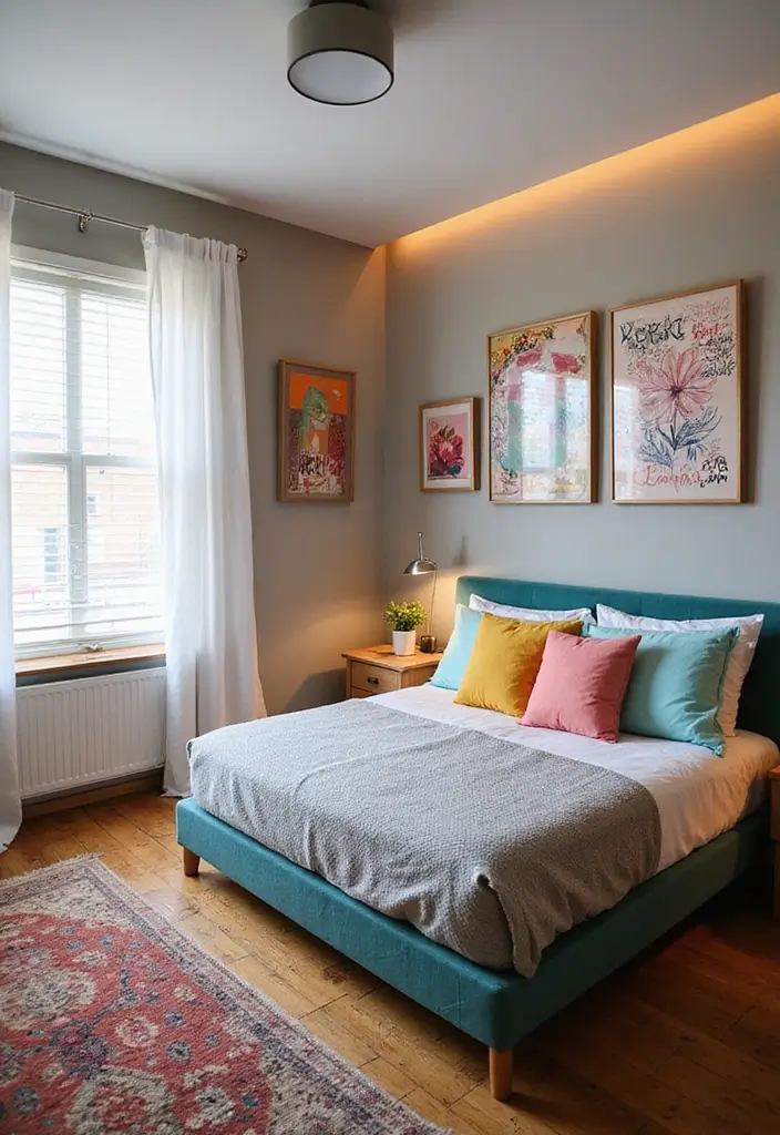 30 Bedroom Set Up Ideas That Make Small Rooms Feel Big 11. Wall Art and Decor