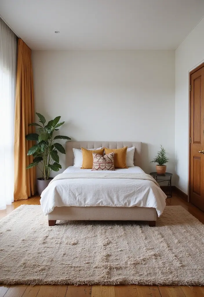 30 Bedroom Set Up Ideas That Make Small Rooms Feel Big 13. Rugs to Define Spaces