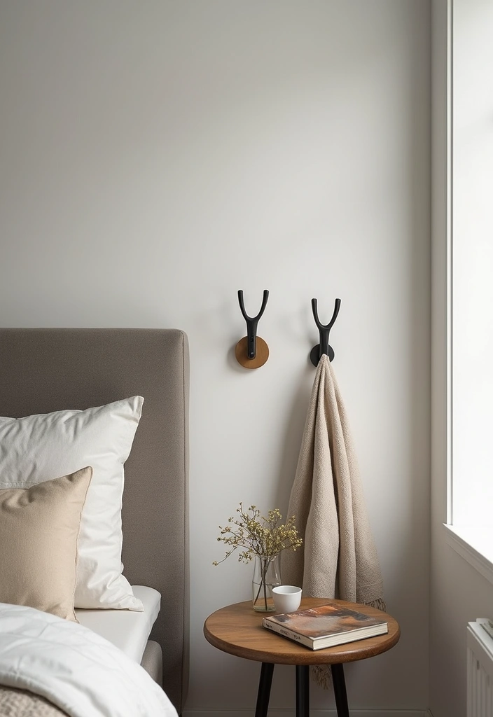 30 Bedroom Set Up Ideas That Make Small Rooms Feel Big 22. Use Wall Mounted Hooks