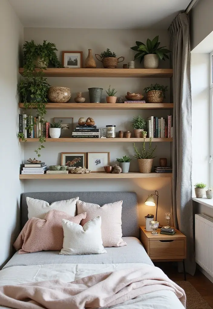 30 Bedroom Set Up Ideas That Make Small Rooms Feel Big 3. Vertical Shelving for Organized Storage