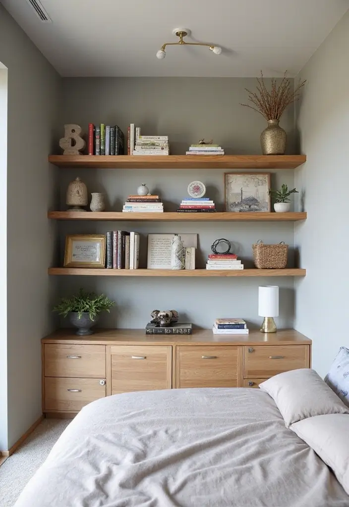 30 Bedroom Wall Storage Ideas That Save Space in Style 10. Open Shelving in Nooks