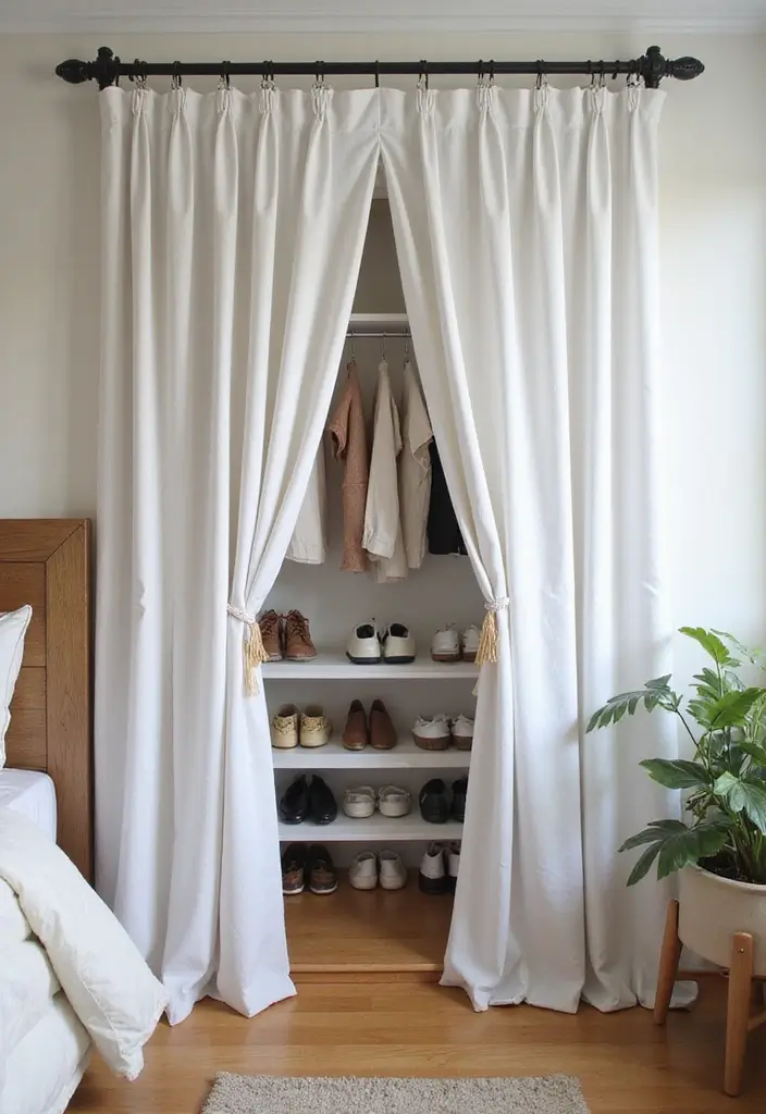 30 Bedroom Wall Storage Ideas That Save Space in Style 16. Use Curtains for Hidden Storage