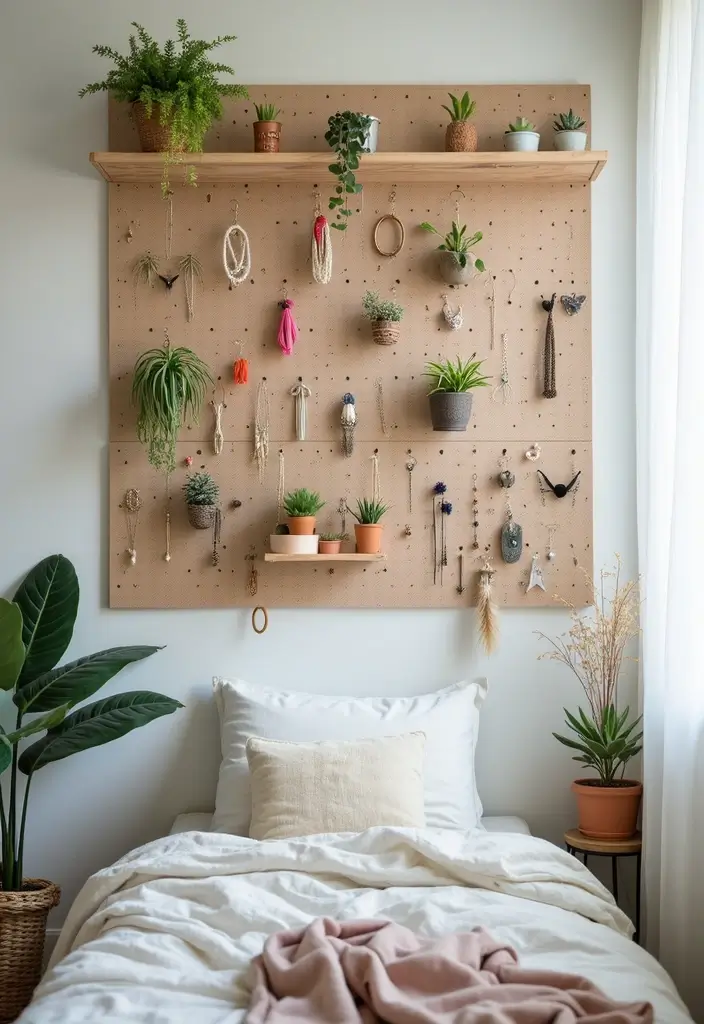 30 Bedroom Wall Storage Ideas That Save Space in Style 2. Pegboard Magic