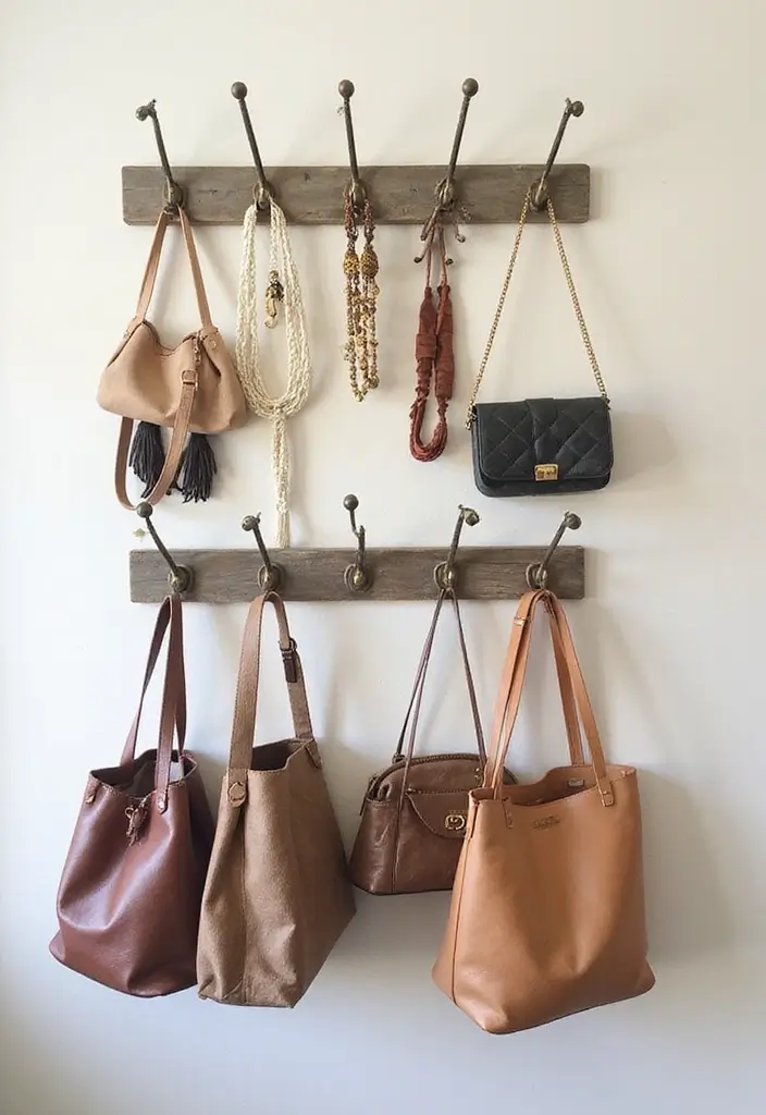 30 Bedroom Wall Storage Ideas That Save Space in Style 5. Wall Hooks for a Practical Touch