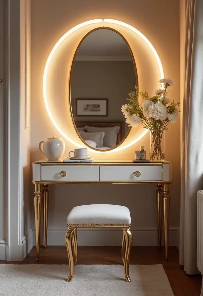 30 Dressing Table Ideas for Small Bedroom That Feel Glam Practical 10. Glamorous Stool
