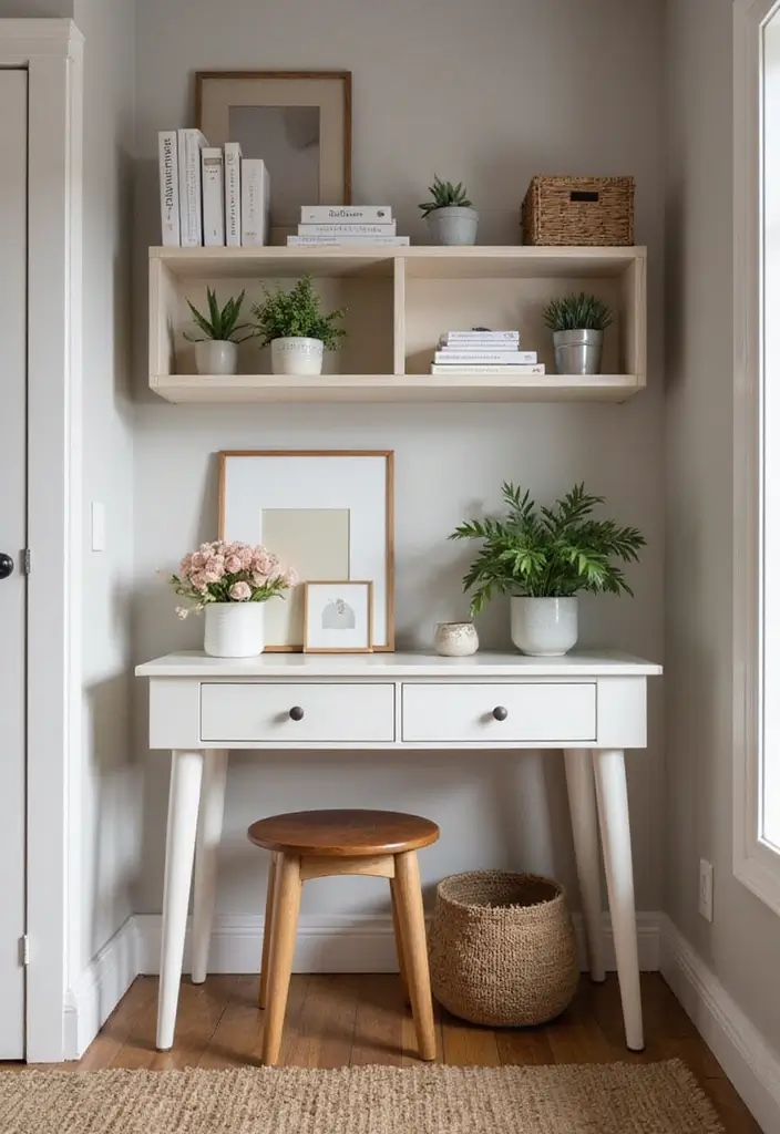 30 Dressing Table Ideas for Small Bedroom That Feel Glam Practical 14. Open Shelf Concept