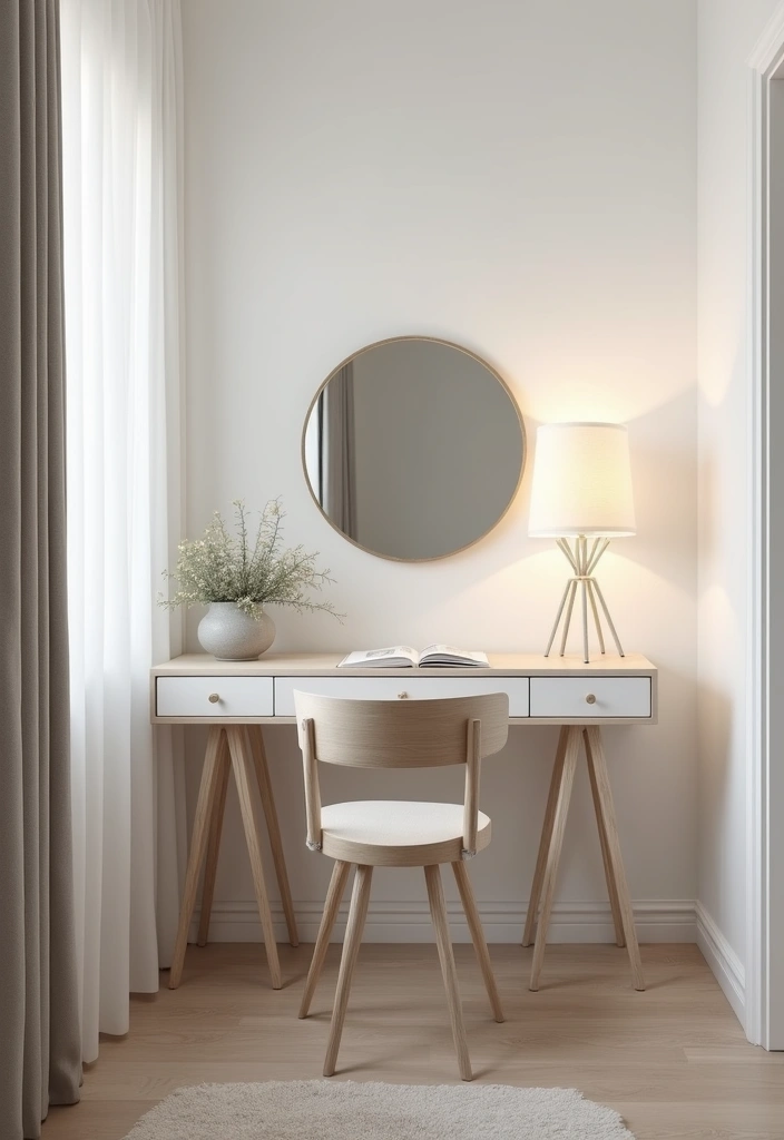 30 Dressing Table Ideas for Small Bedroom That Feel Glam Practical 21. Minimalist Styling