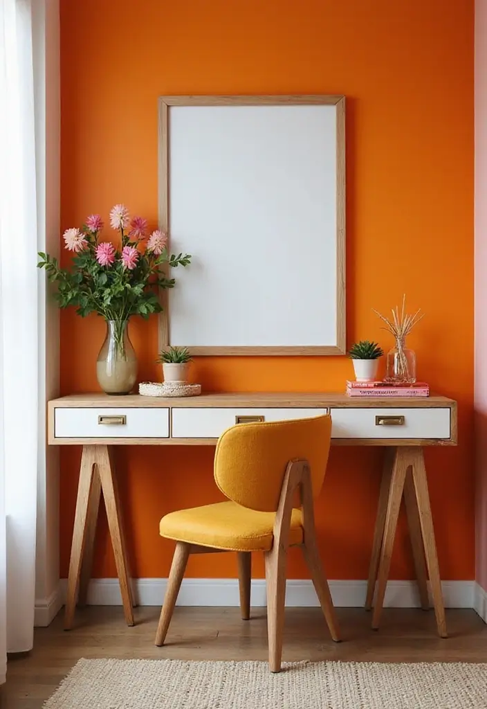 30 Dressing Table Ideas for Small Bedroom That Feel Glam Practical 23. Colorful Accent Wall